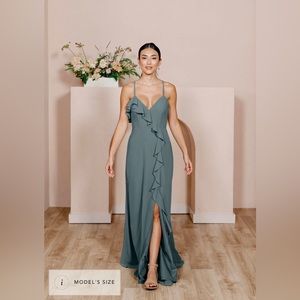 Revelry Paloma Chiffon Dress size 6 in Eucalyptus